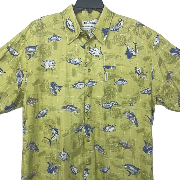 🎣 Like New Columbia Deep Sea Fishing Button Down Short Sleeve Men’s Size L - Picture 1 of 11